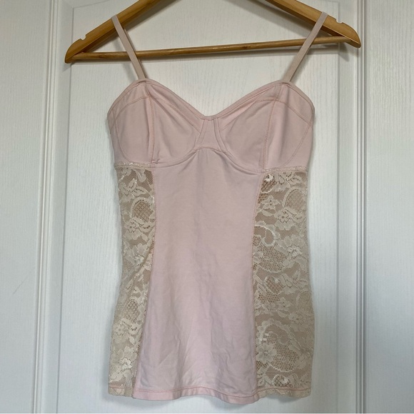 Aritzia Talula Light Pink Bustier Tank Top with Lace Size S - Picture 1 of 7
